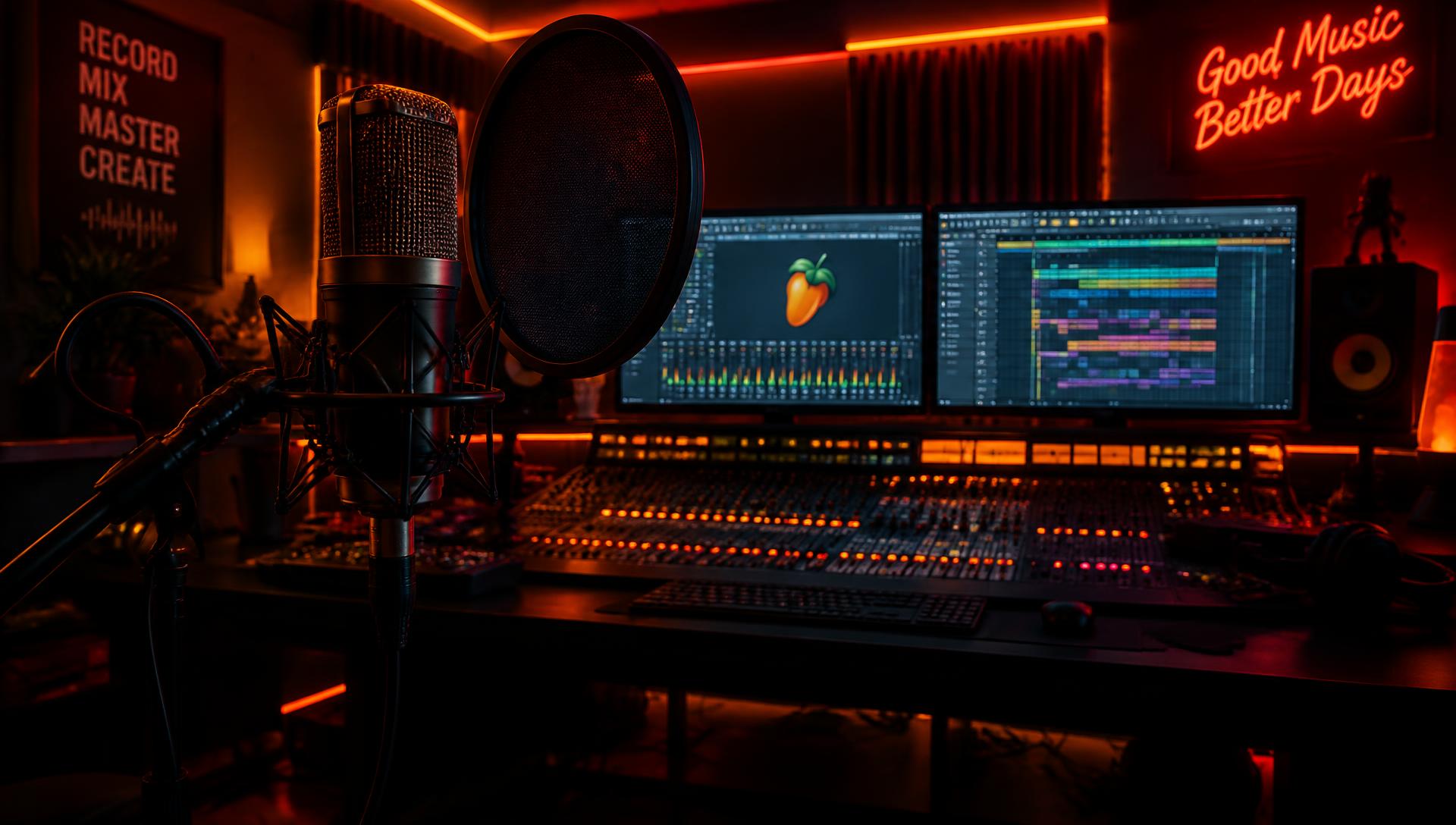 Aufnahmeplatz in einem professionellen Musikstudio